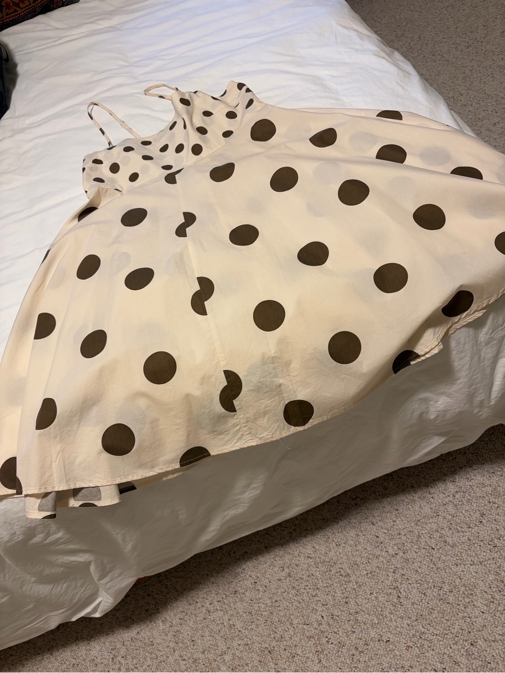 Petal & Pup Cream Mini Dress with Brown Polka Dots